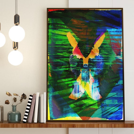 Butterfly Abstract Pop Art Photo Collage A Vivid Color Combination Of Green Yellow Blue And Red Streaks Art