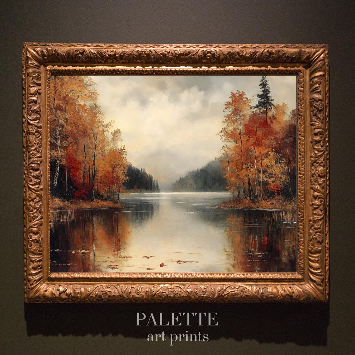 Autumn Lake Red Trees Reflection Fall Foliage Cozy Nature Poster - Image 3