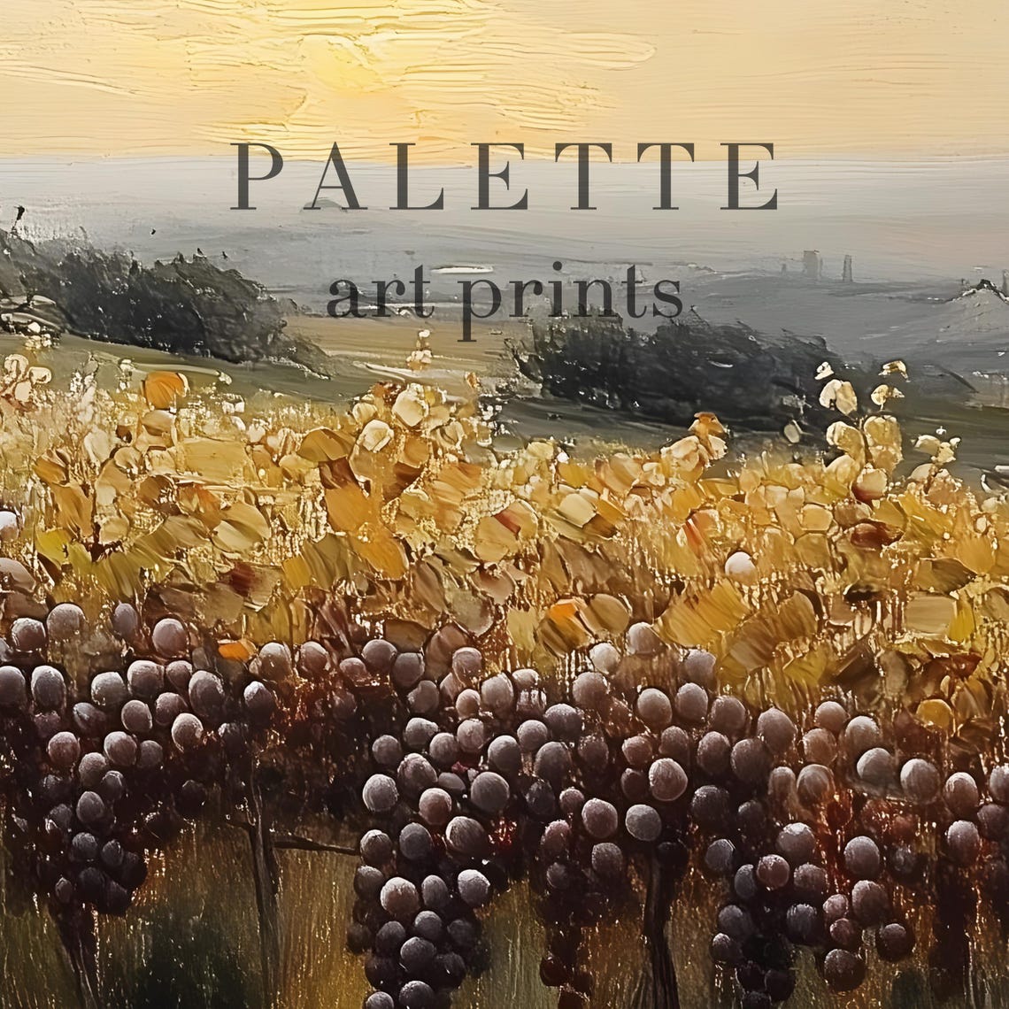 Golden Hour Vineyard Farmhouse Warm Harvest Landscape Painting Poster - Image 3