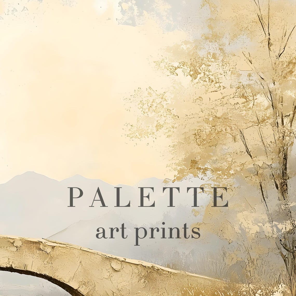 Golden Stone Bridge Over A Calm Autumn River In Soft Light Poster - Image 2