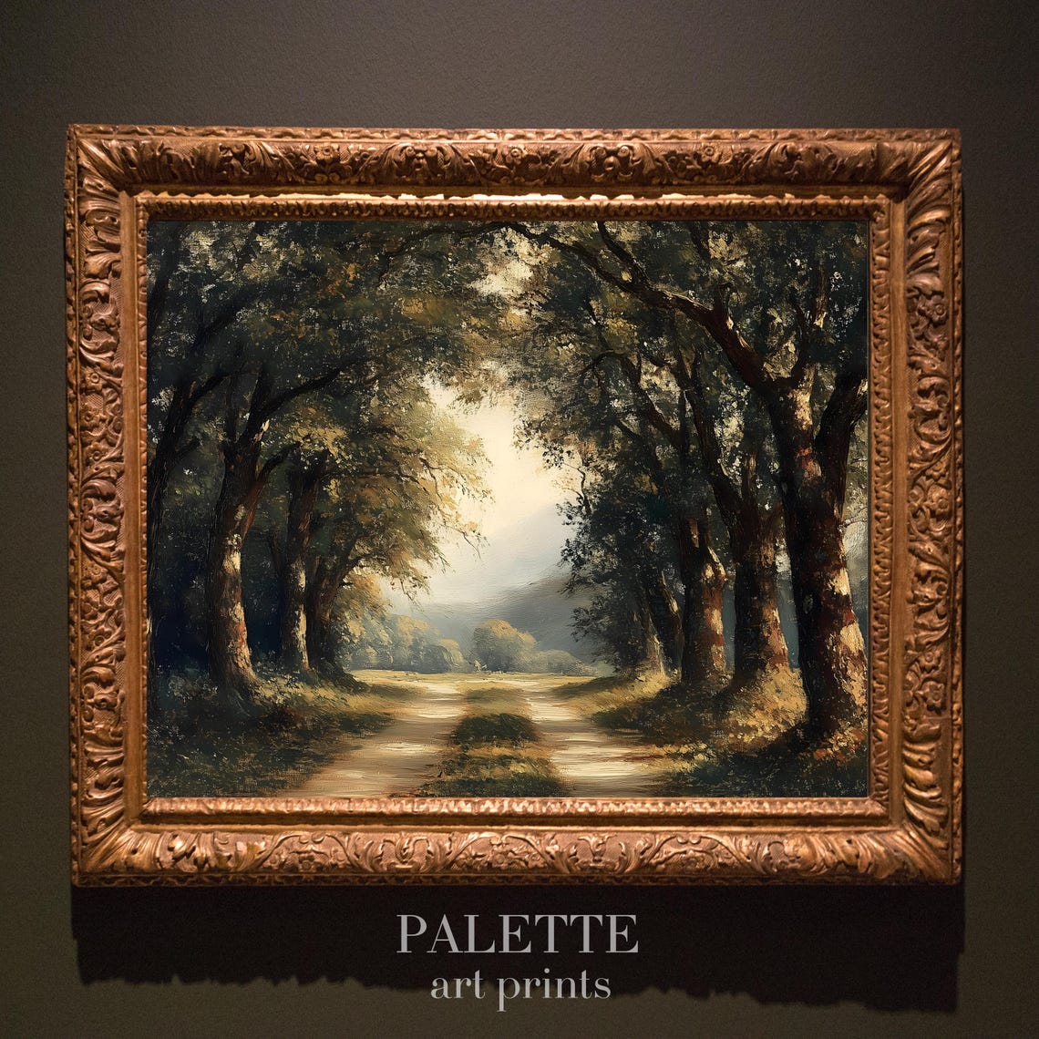 Tranquil Tree Lined Forest Pathway Bathed In Golden Light Poster - Image 3