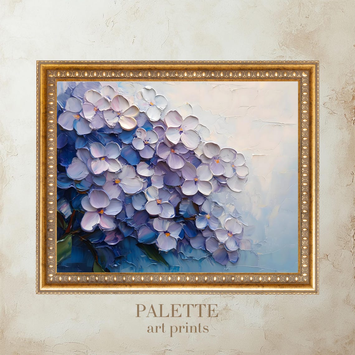 Purple Hydrangea Impasto Floral Textured Botanical Art Print