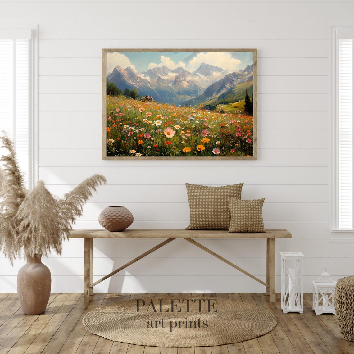 Alpine Wildflower Meadow Colorful Bloom Mountain Landscape Print - Image 2