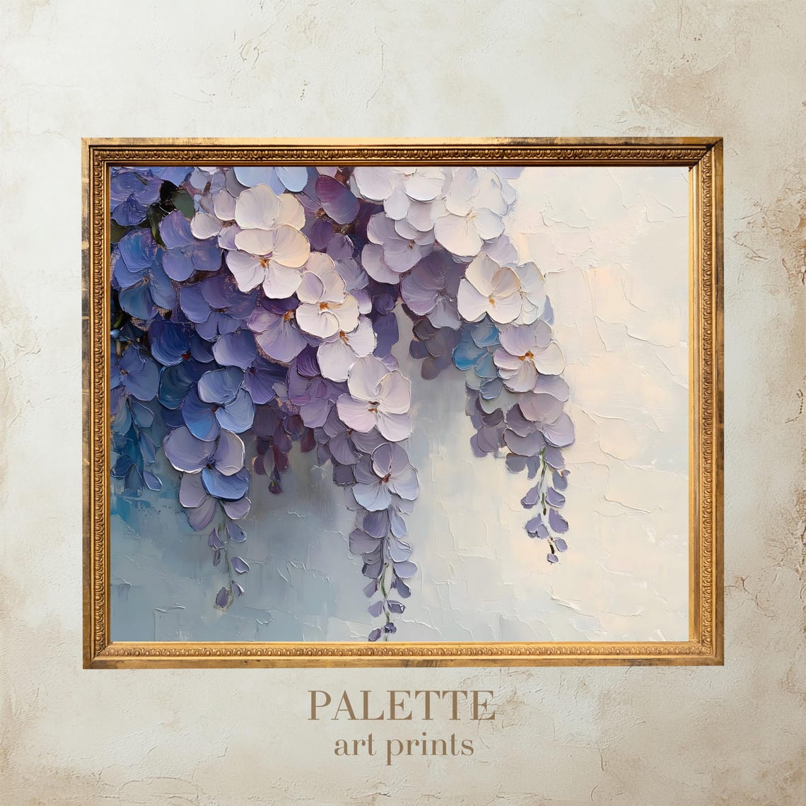 Cascading Wisteria Blossom Impasto Purple Floral Garden Print