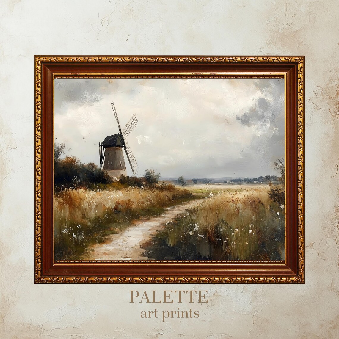 Charming Windmill In Countryside Landscape