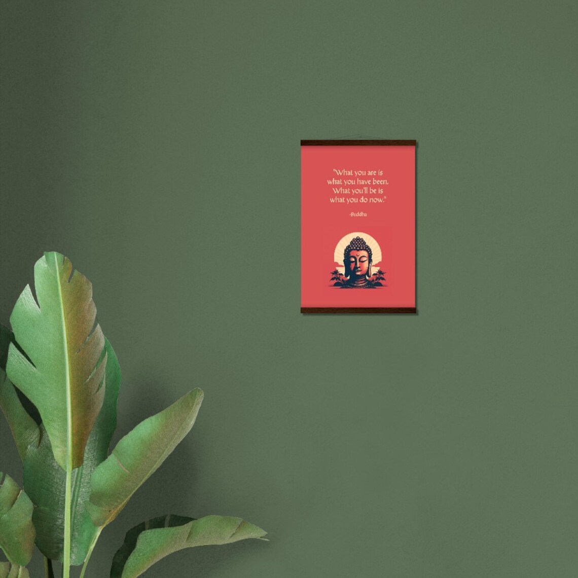 Buddha Quote Poster "What You'll Be Is What You Do Now" Red Zen Design - Image 3