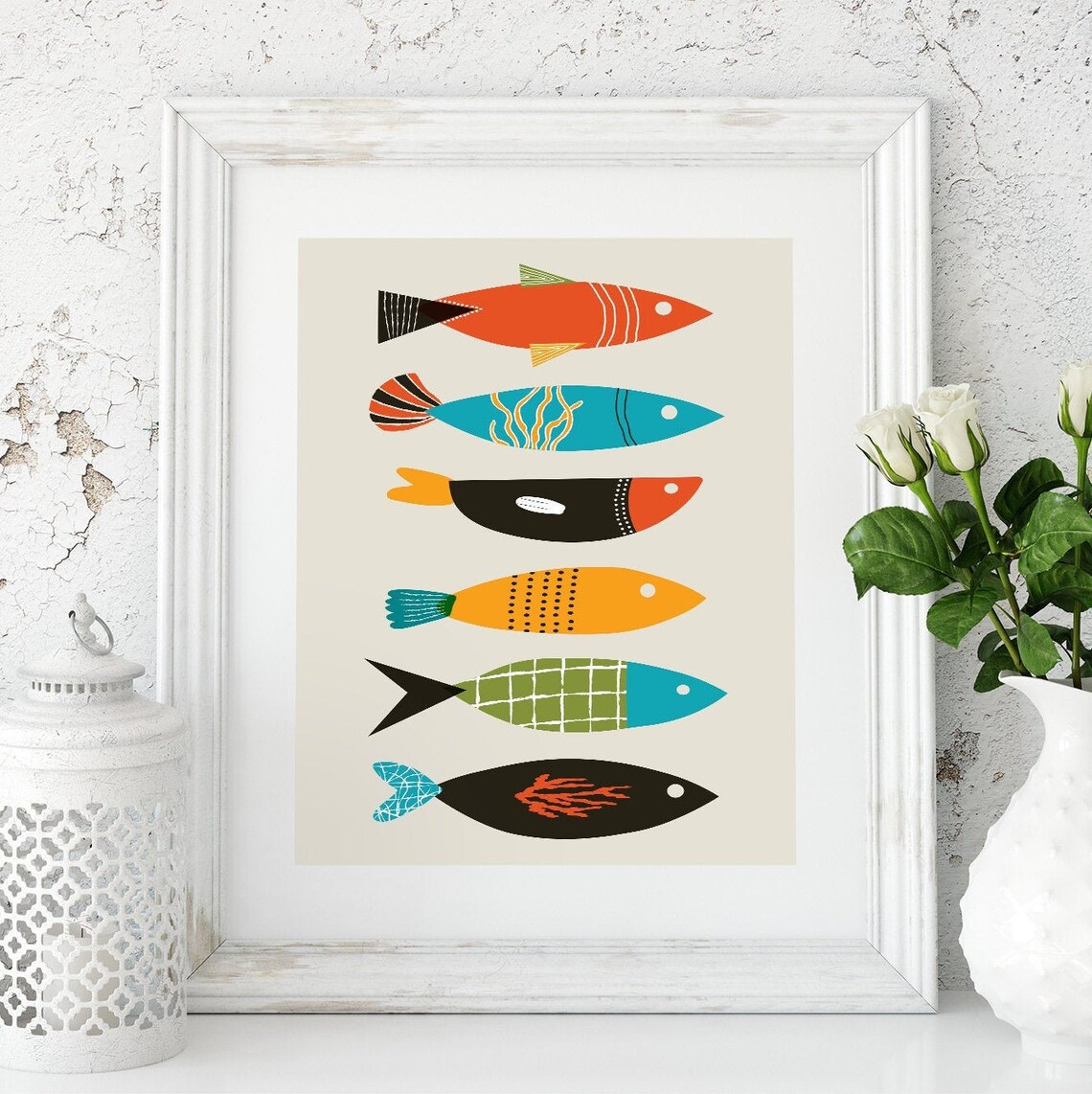 Mid-Century Modern Fish Art Print, Sea Life Decor - Image 2
