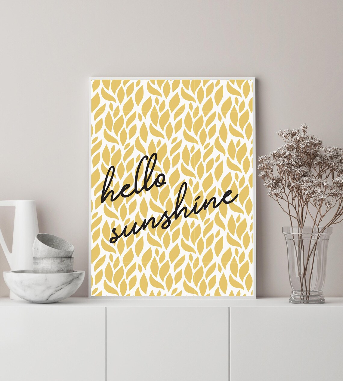 Hello Sunshine Yellow Quote Art Print, Typography - Image 2