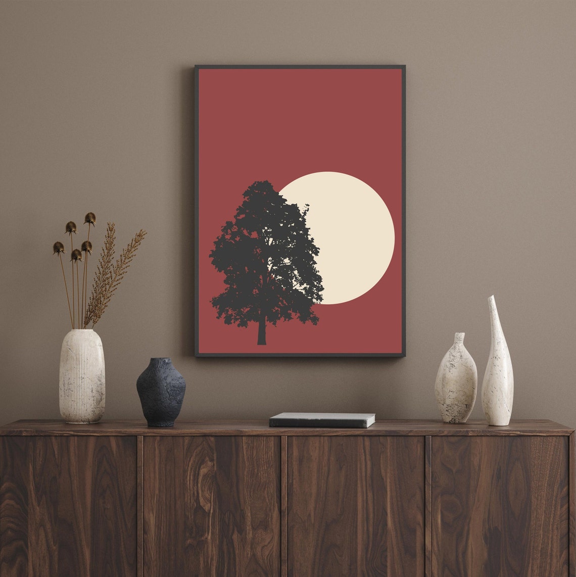 Tree Print Red Print Wall Art Wall Art Print Red Wall Art Minimalist Print Wall Art Tree Wall Art Scandinavian - Image 2