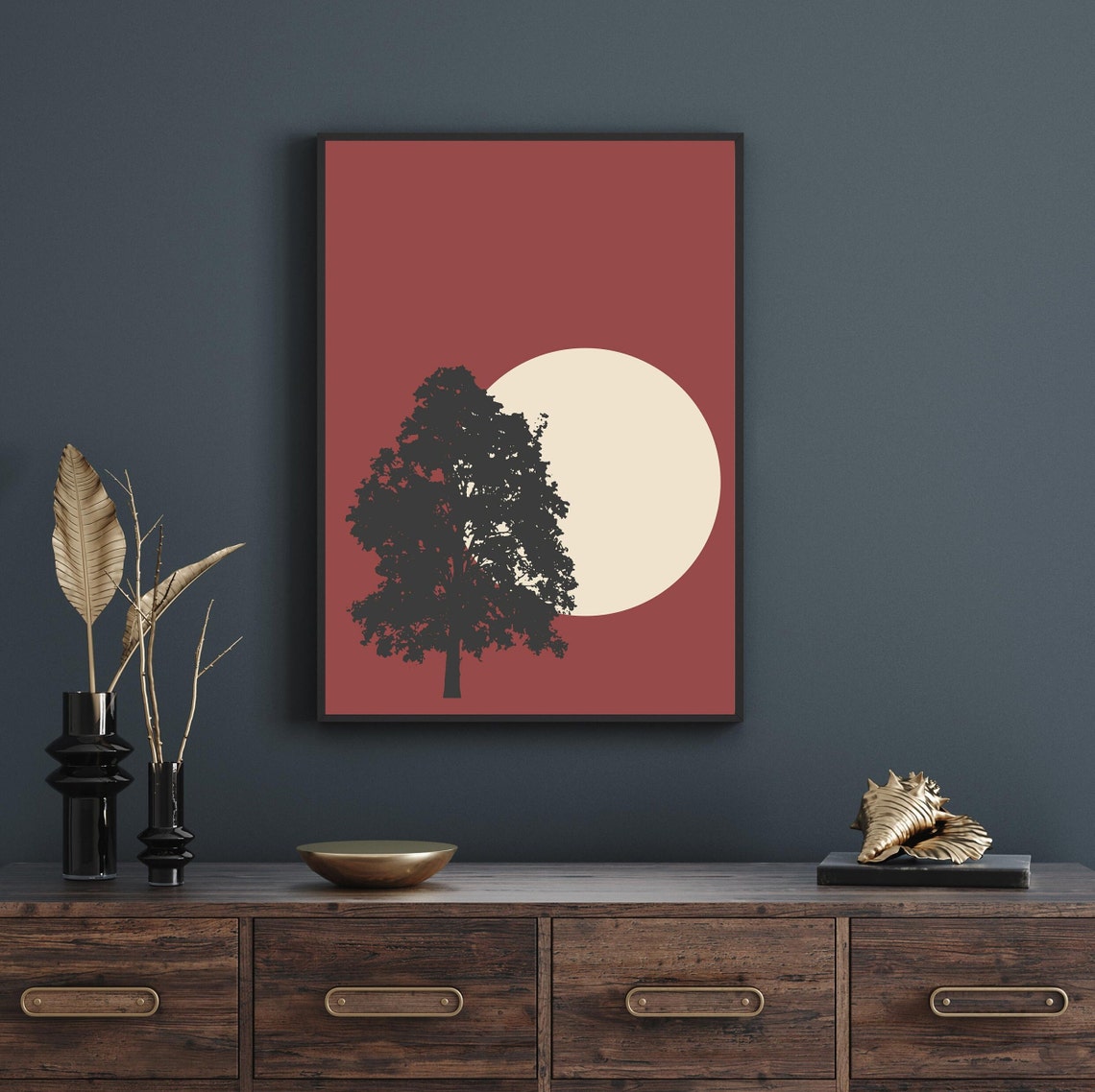 Tree Print Red Print Wall Art Wall Art Print Red Wall Art Minimalist Print Wall Art Tree Wall Art Scandinavian - Image 4