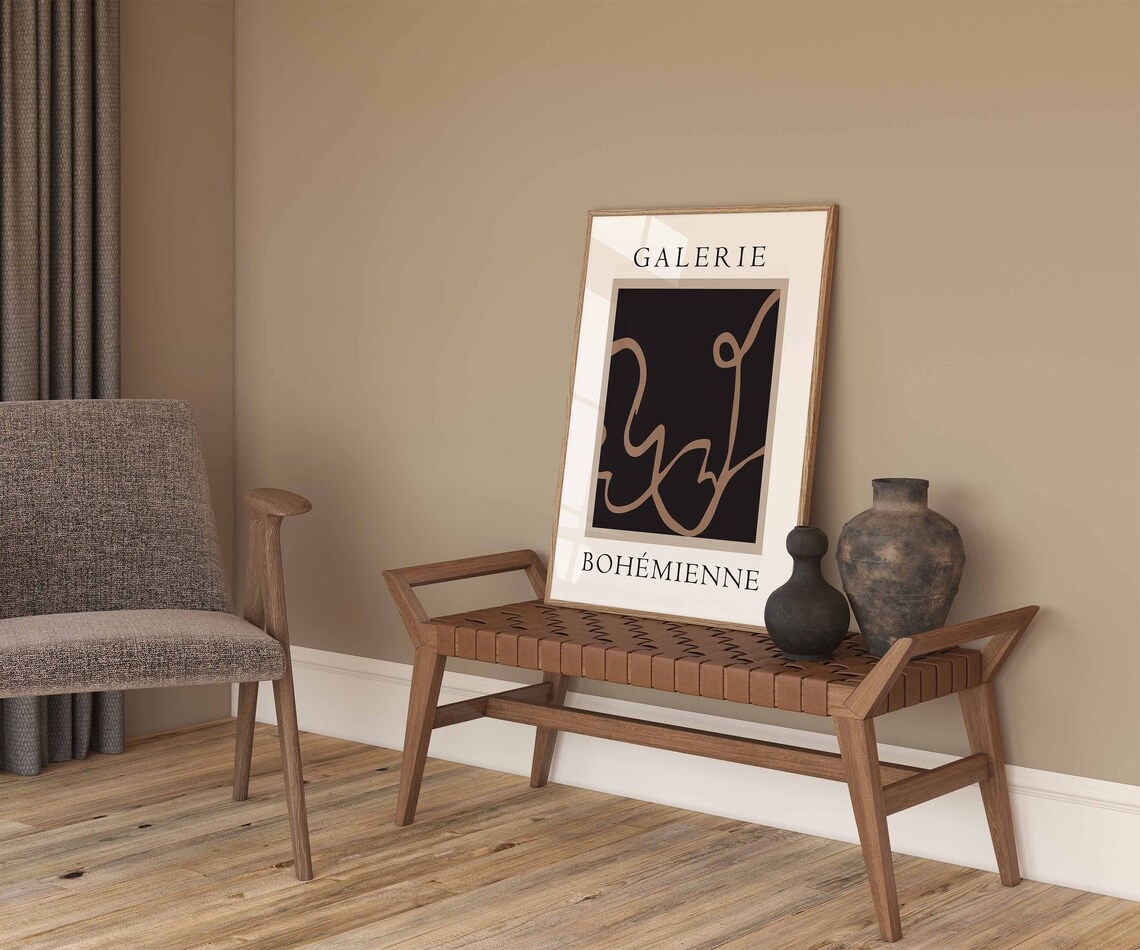 Galerie Bohemienne Abstract Squiggle Line on Black Art Poster - Image 4
