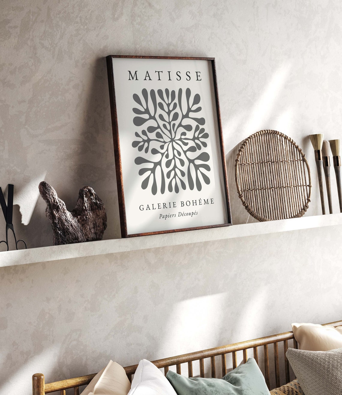 Matisse-Inspired Grey Cut-Out Boho Art Print - Image 4