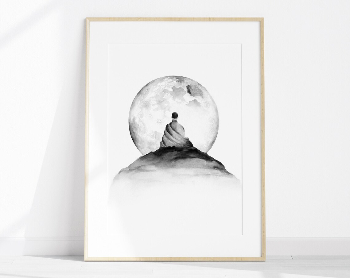 Buddha Meditation Moon Meditation Art Print - Image 2