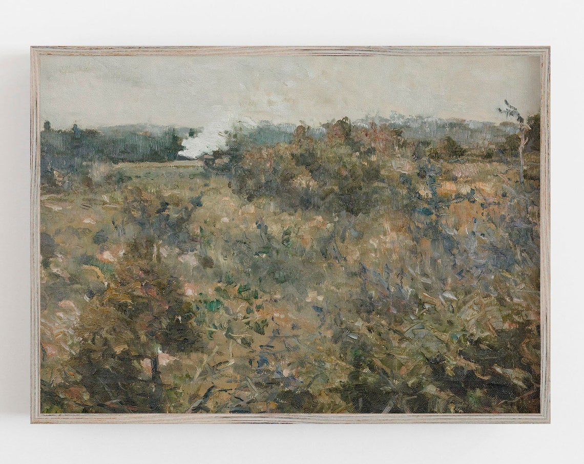Vintage Train Wall Art Muted Neutral Landscape Country Landscape Rustic Antique Wall Decor Wall Art 91