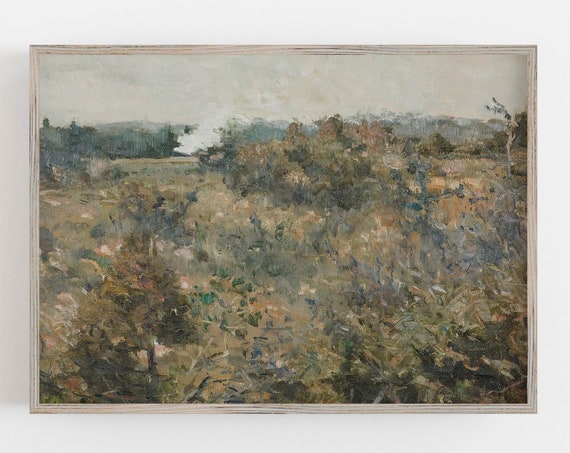 Vintage Train Wall Art Muted Neutral Landscape Country Landscape Rustic Antique Wall Decor Wall Art 91