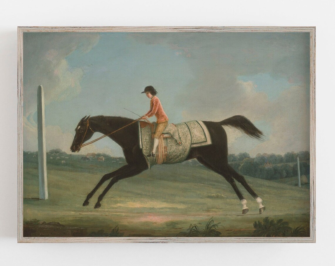 Horseback Rider Vintage Art Print, Cottage Decor