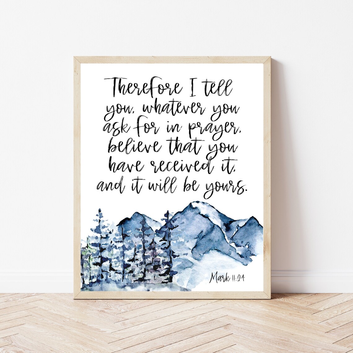 Mark 11:24 Prayer Wall Art Bible Verse Print