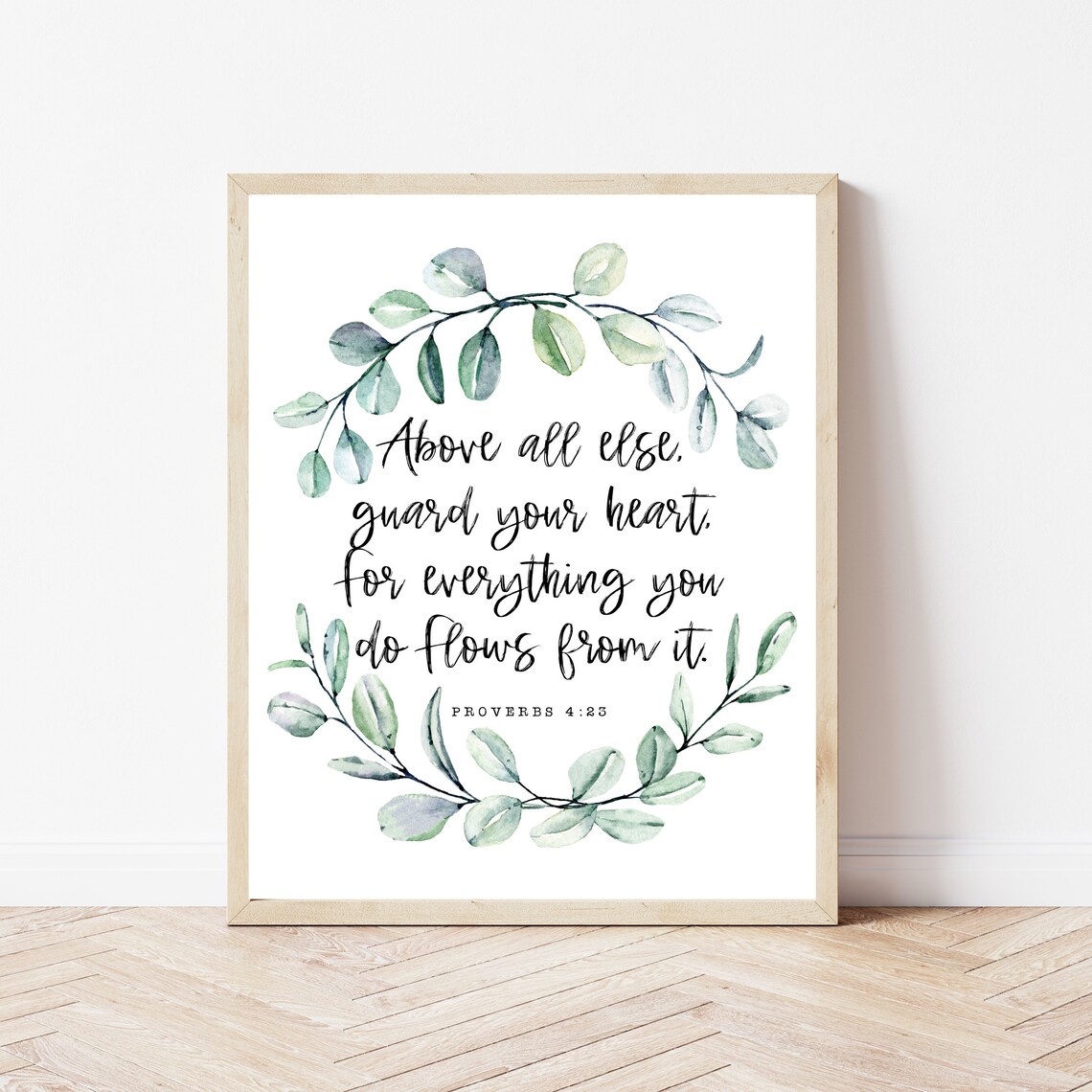 Proverbs 4:23 Scripture Art Print, Minimalist Verse
