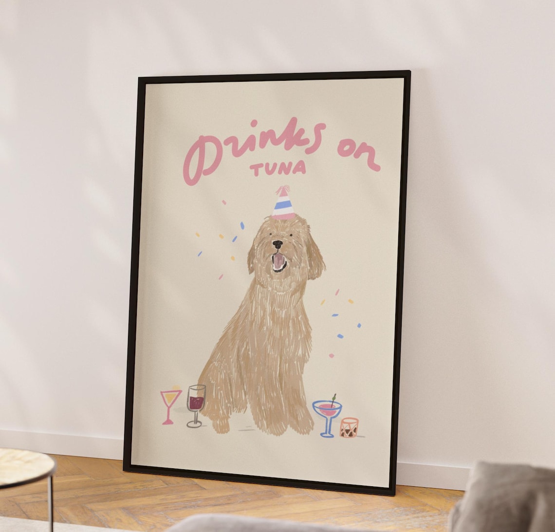 Custom Pet Wedding Portrait Bar Cart Sign Art Print