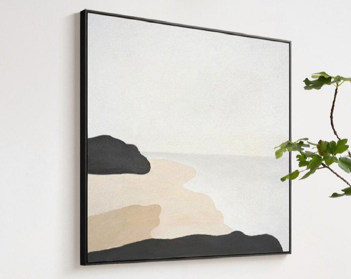 Beige White Abstract Painting Beige Minimalist Wall Art Beige Wall Art Beige Wall Art Beige White Painting Beige Framed Abstract Art