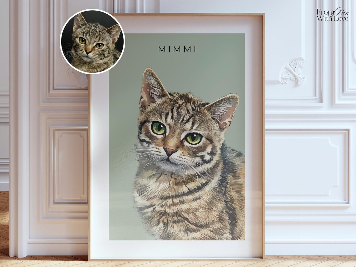 Custom Pet Portraits Using Photo, Gift for Lovers