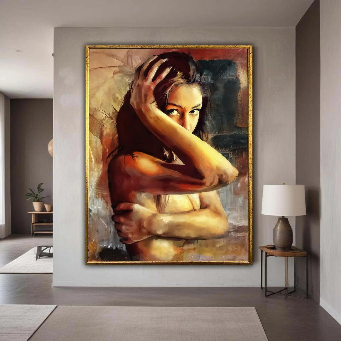 Sensual Woman Oil Painting Portrait Fine Art Female Figure Poster