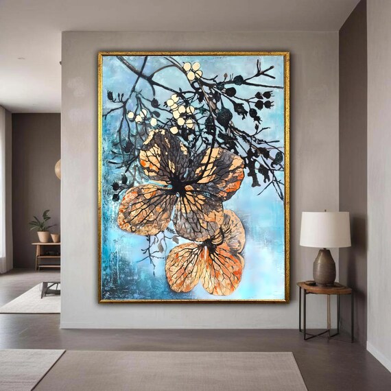 Delicate Autumn Leaves Canvas Botanical Wall Art Nature Inspired Decor Floral Branch Painting Home Gift