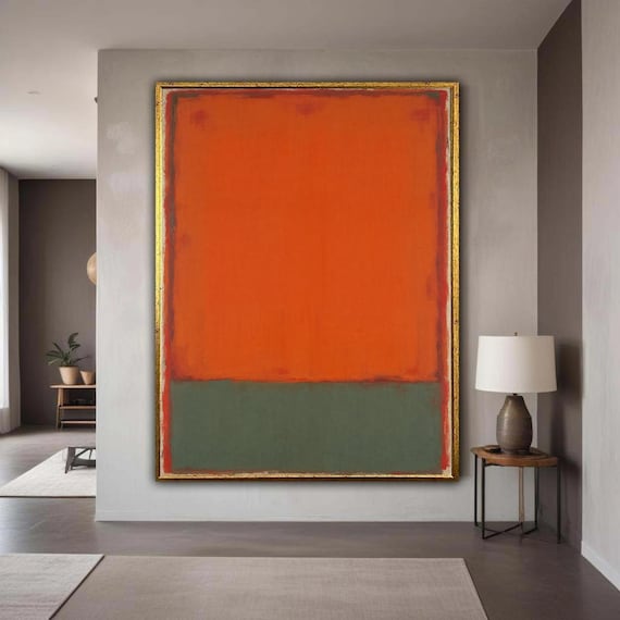 Abstract Color Block Canvas Art Mark Rothko Inspired Wall Decor Modern Contemporary Orange And Gray Artwork Gift Home
