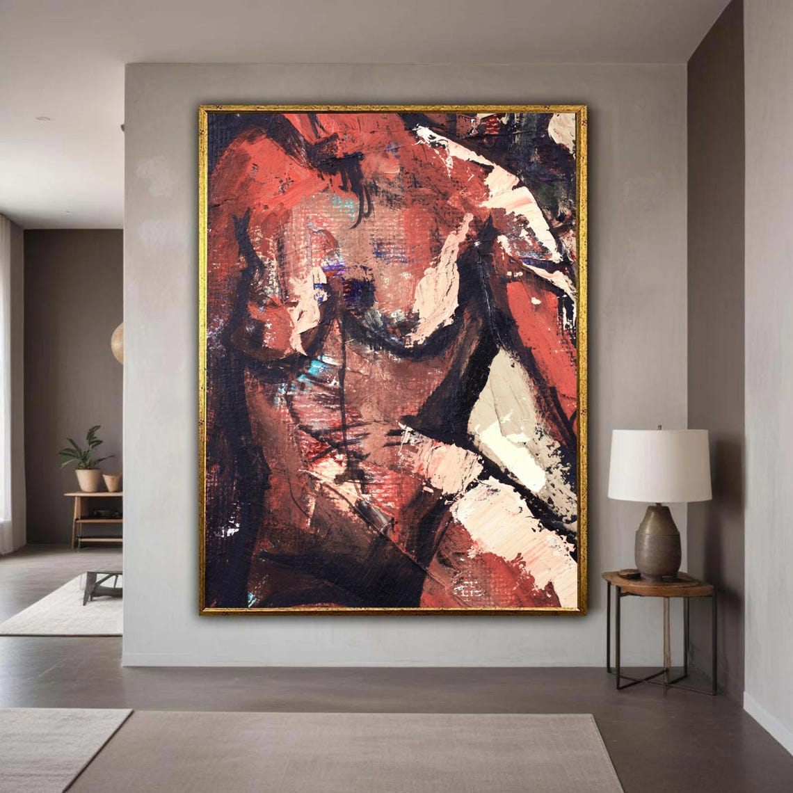 Bold Red And Black Abstract Expressionist Brushstroke Art Poster