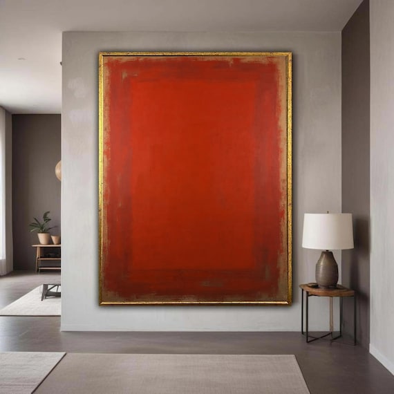 Bold Red Abstract Canvas Mark Rothko Inspired Art Modern Minimalist Wall Color Field Painting Print Gift Home Decor