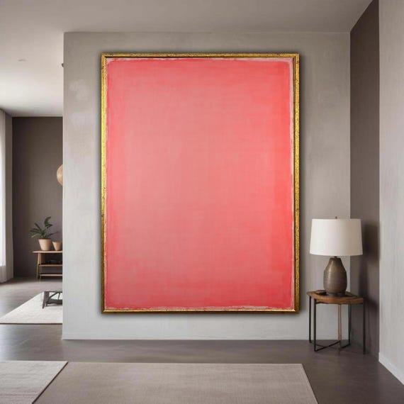 Mark Rothko Inspired Abstract Canvas Coral Pink Wall Art Modern Minimalist Decoration Large Color Field Painting Gift Home Decor