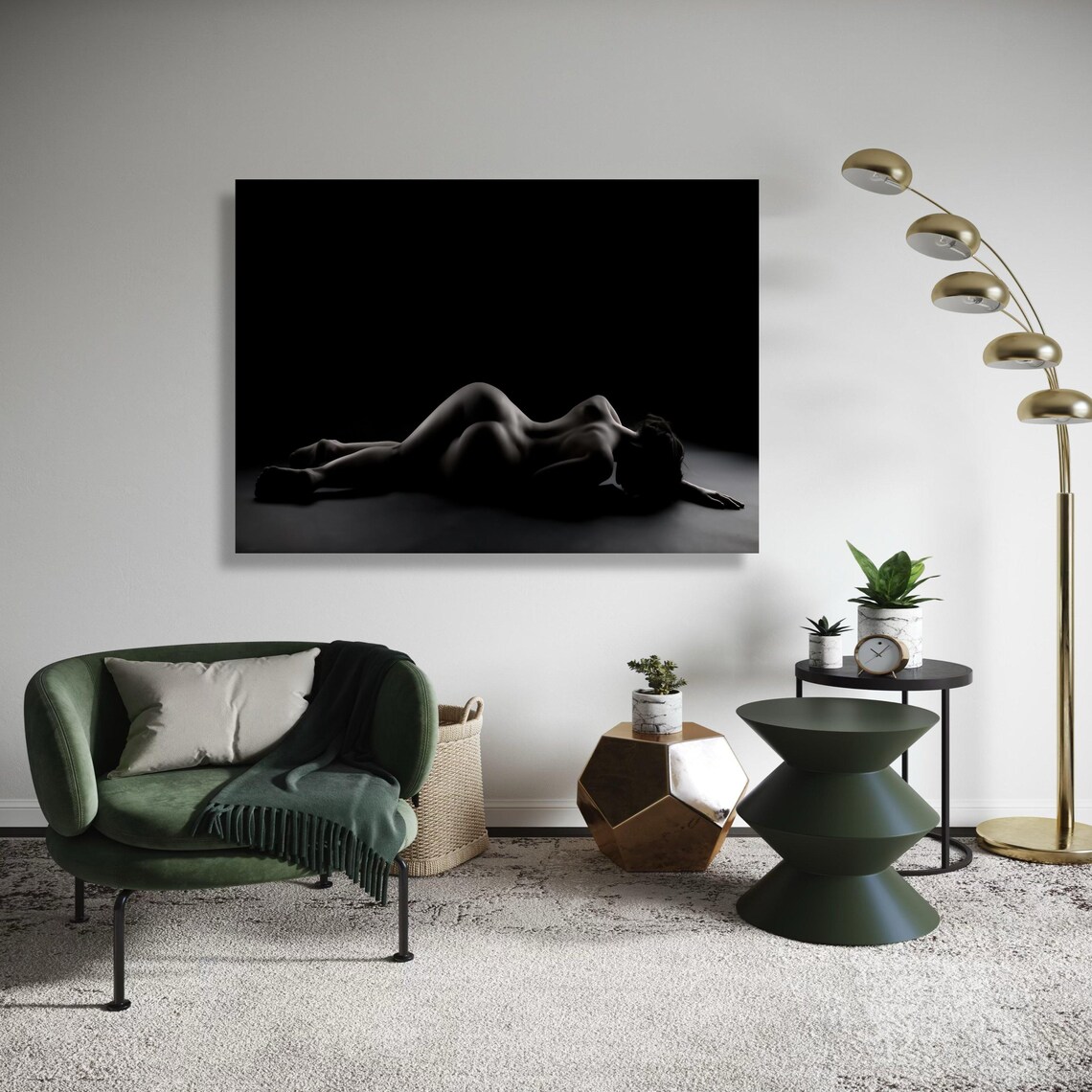 Nude Silhouette Dark Shadow Artistic Sensual Body Curves Wall Poster