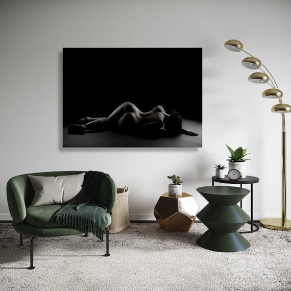 Artistic Nude Silhouette Canvas Dark Shadow Body Art Sensual Female Form Wall Fine Photography Gift Home Decor