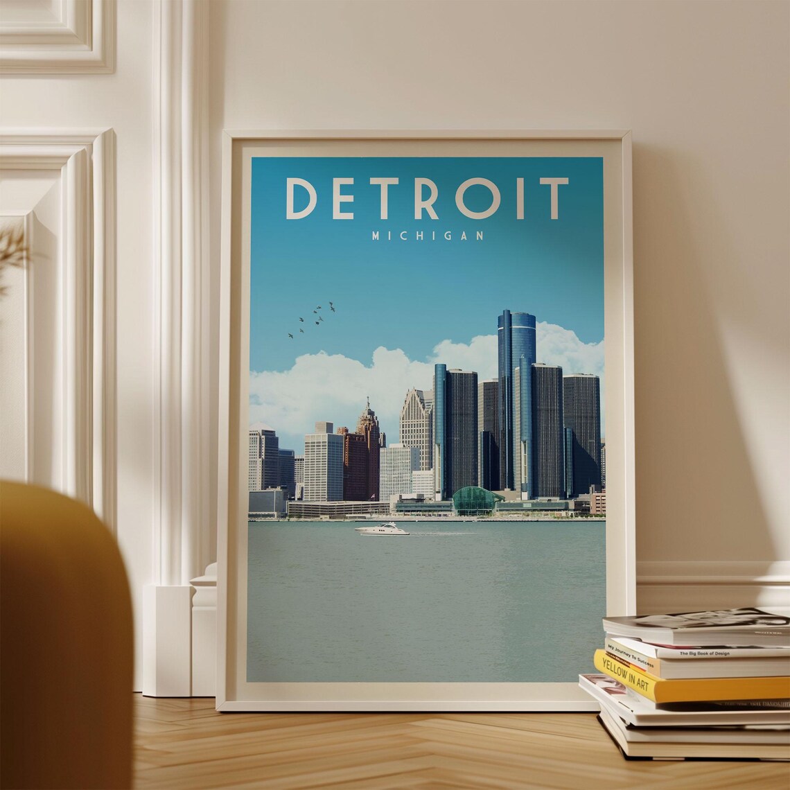 Detroit Travel Poster, Michigan Map