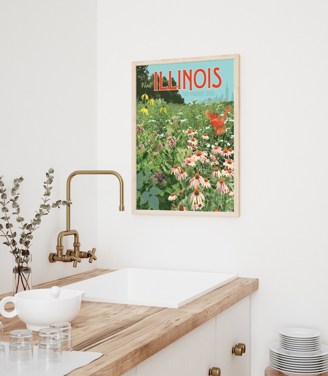 Illinois Prairie State Wildflower Vintage Travel Poster - Image 2