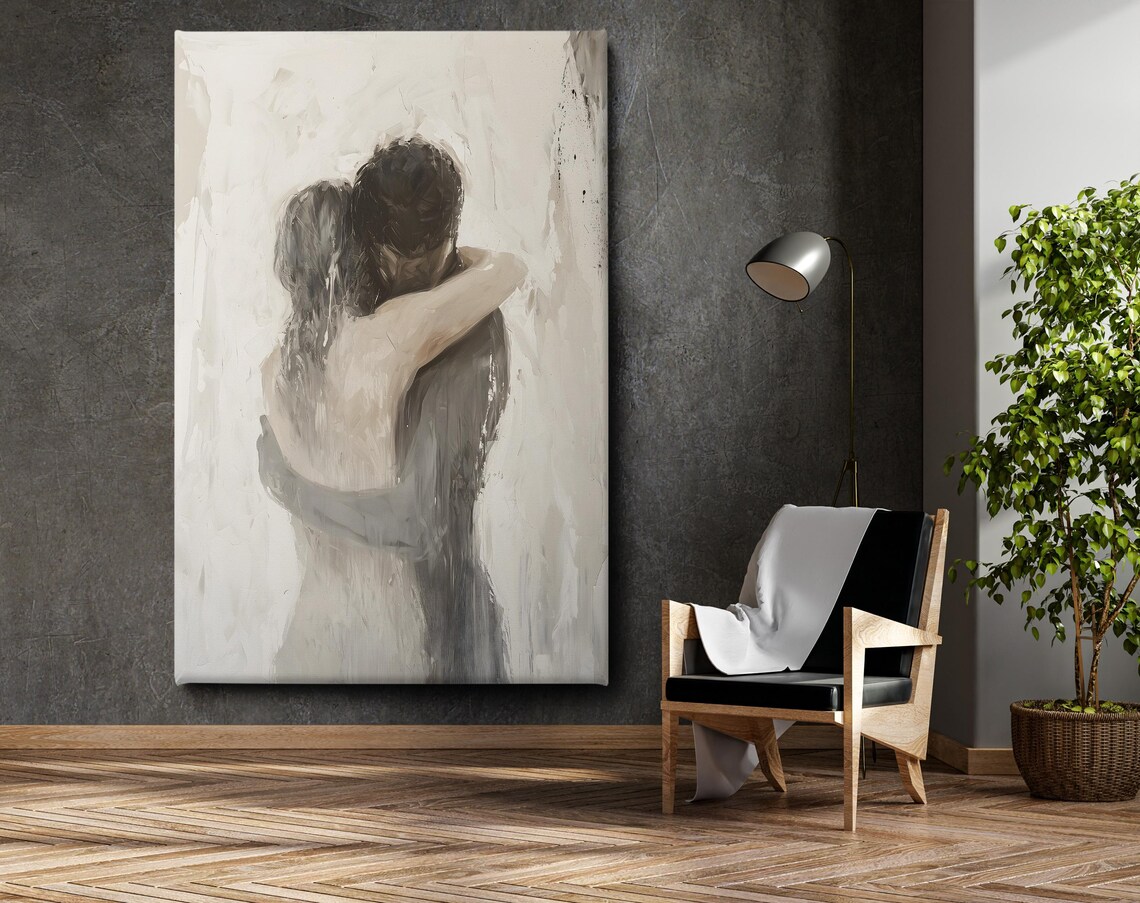 Hugging Couple Art Print, Love and Togetherness - Image 3