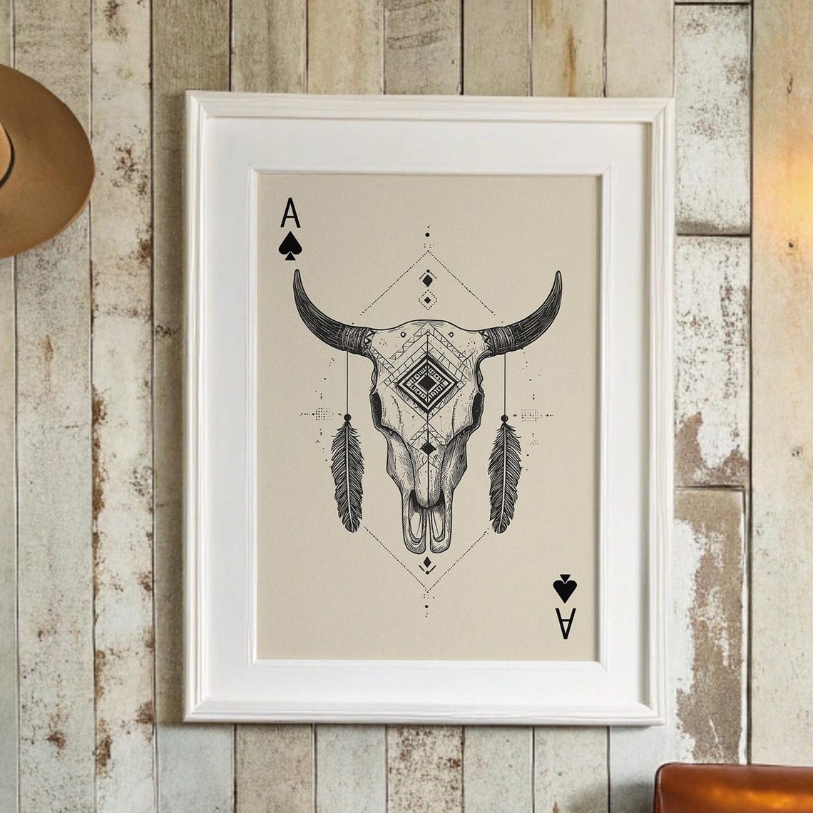 Ace Of Spades Western Skull Playing Card Art
