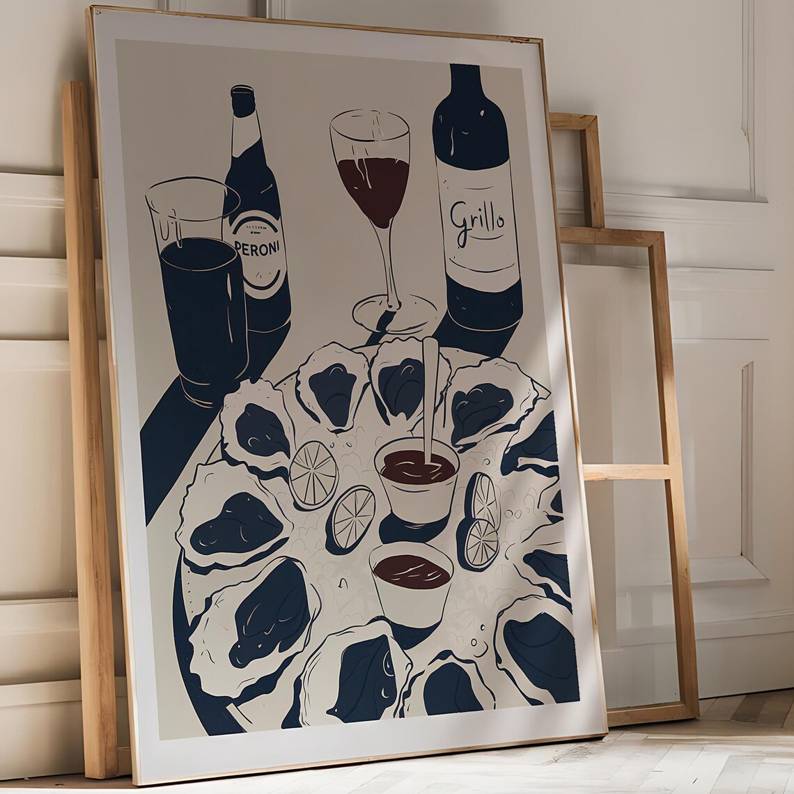 Oyster Print, Coastal Kitchen Decor Poster
