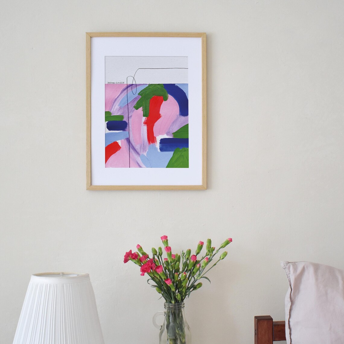 Sabrina Clausen Pink Red Green Blue Abstract Brushstroke Wall Art - Image 5
