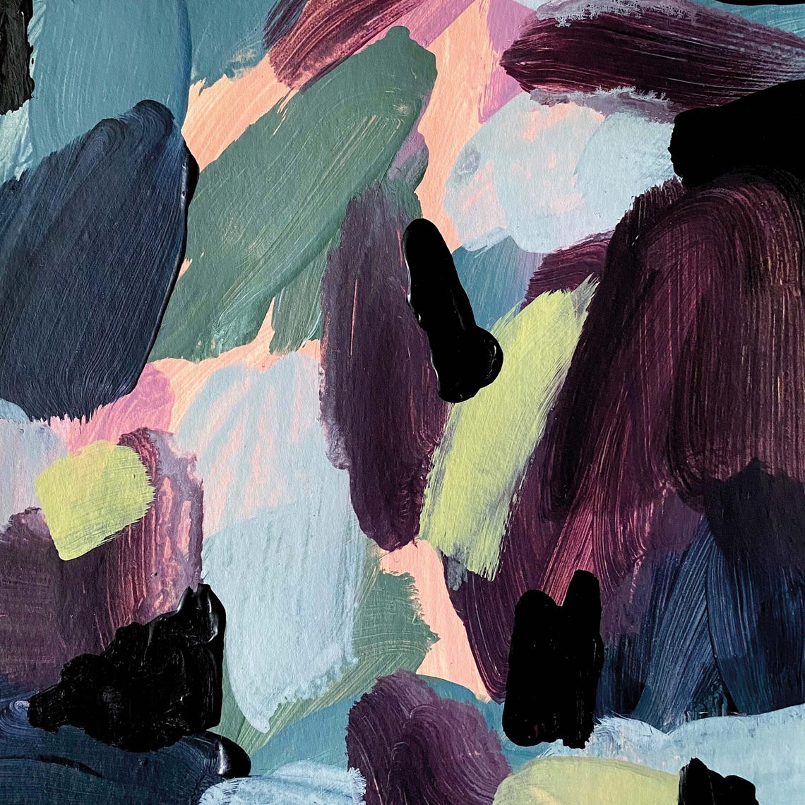 Sabrina Clausen Dark Plum Navy Teal Pink Abstract Brushstroke Wall Art - Image 5
