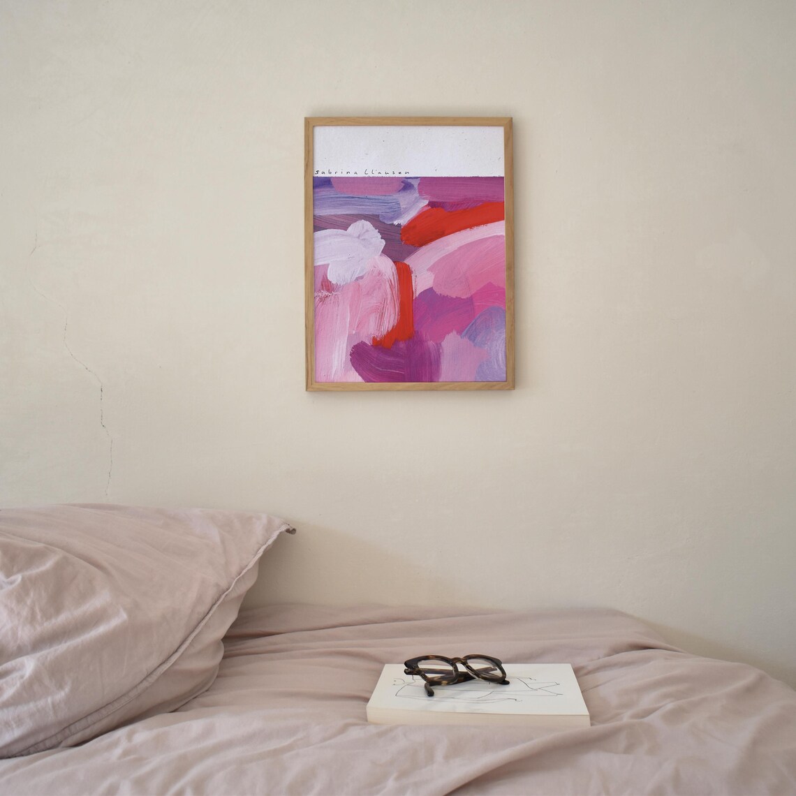 Sabrina Clausen Pink Purple Red Abstract Brushstroke Painting Wall Art - Image 3