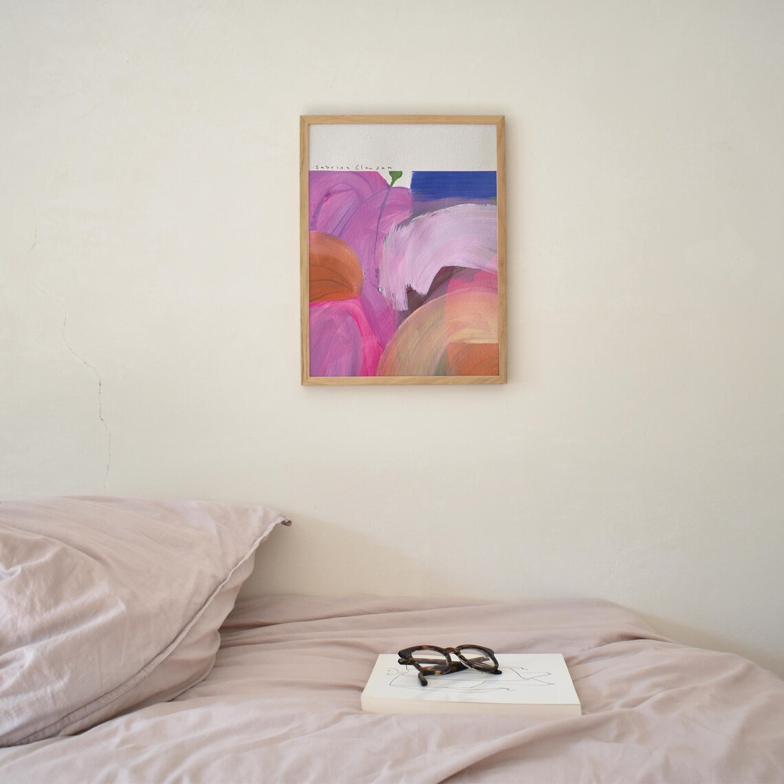 Sabrina Clausen Pink Orange Blue Abstract Brushstroke Wall Art - Image 2