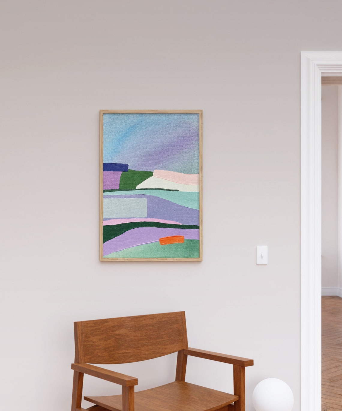 Blue Purple Green Abstract Landscape Blocks Colorful Wall Art - Image 3