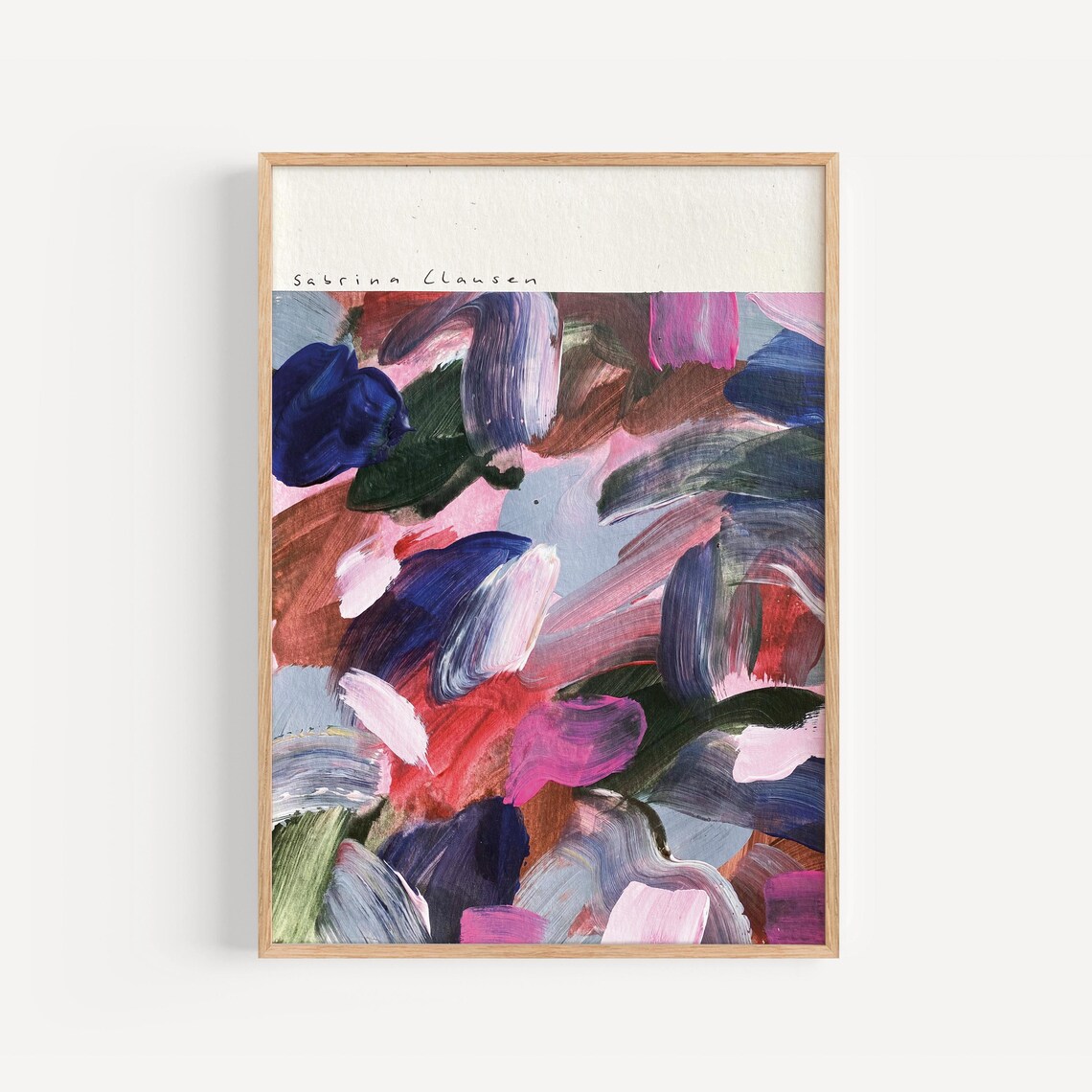 Sabrina Clausen Expressive Pink Red Blue Green Abstract Poster