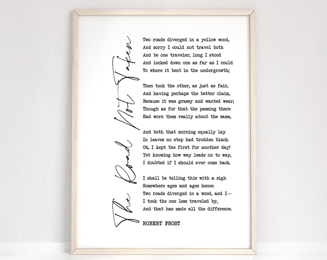 The Road Not Taken Robert Frost Poem Minimalist Literary Wall Poster