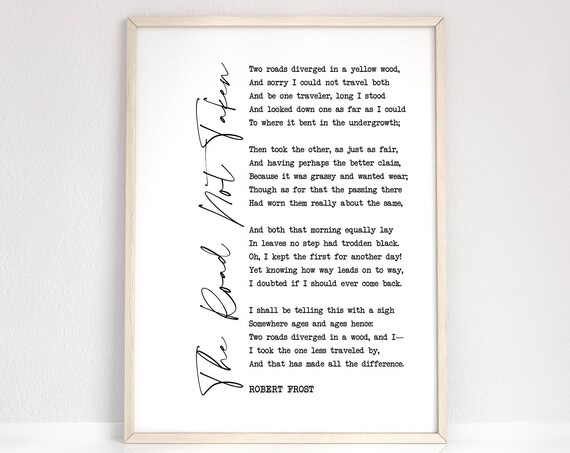 The Road Not Taken Robert Frost Poem Minimalist Literary Wall Poster