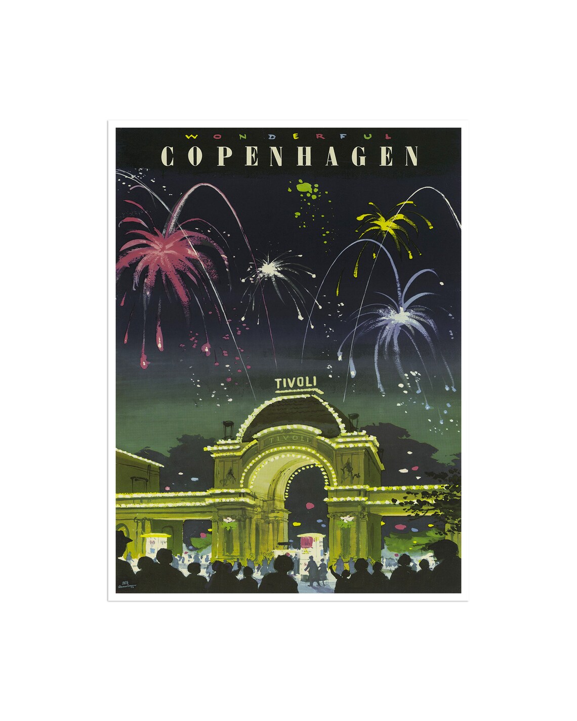 Copenhagen Retro Travel Poster, Vintage Art Print