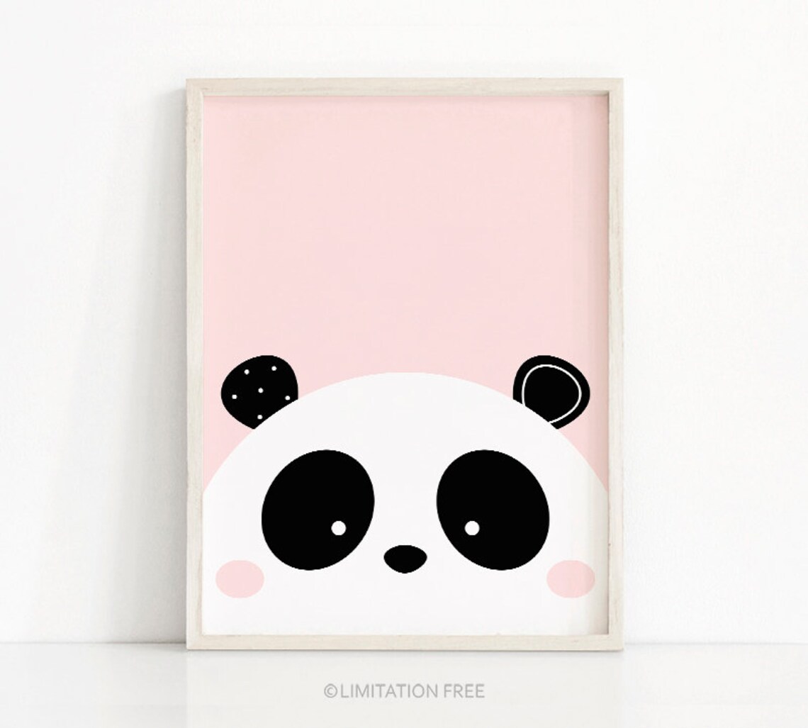 Panda Nursery Art Print for Girls' Room Decor
