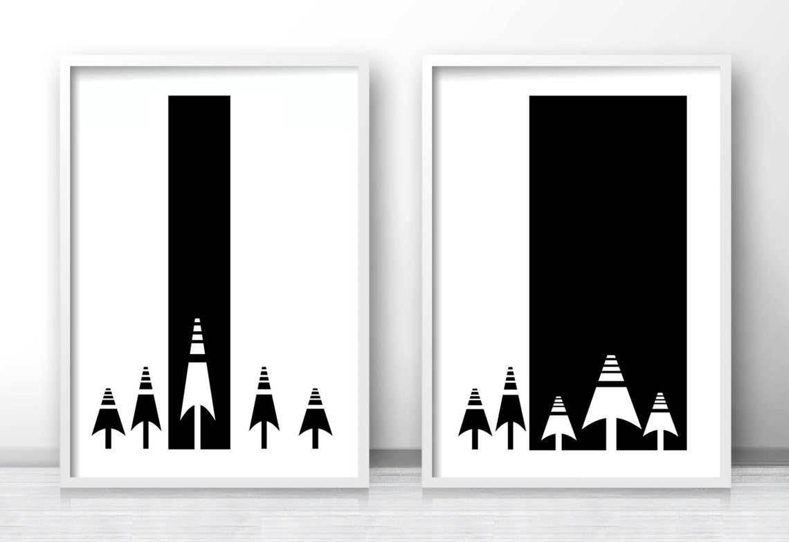 Modern Wall Art Print Black And White Print Instant Art Forest Decor Modern Wall Print Scandinavian Art - Image 2
