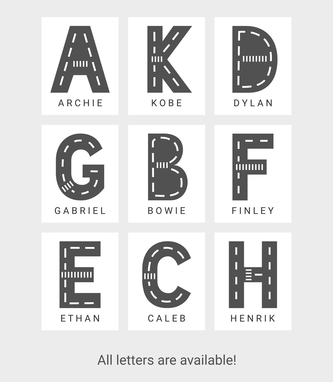 Road Letter Custom Name Print, Boys Room Decor - Image 2